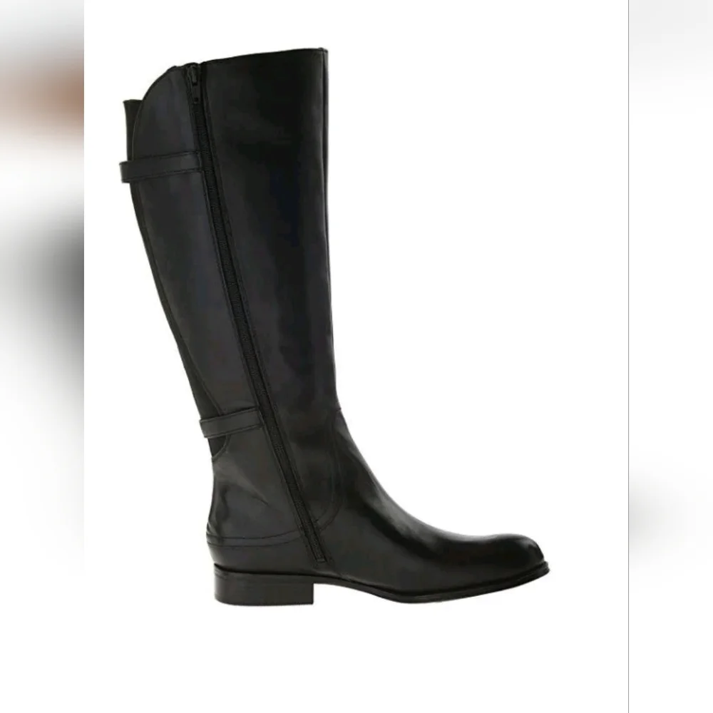 Naturalizer N5 Comfort JAMISON Black Knee High Leather Riding Boots, Size 7.5